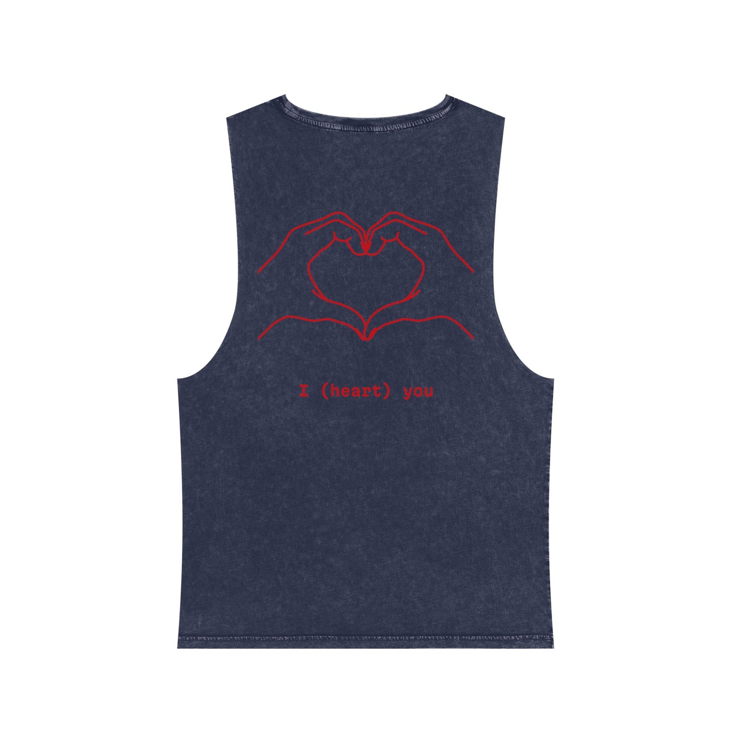 Unisex Stonewash Tank Top - I (heart) You Heart Hands Graphic Tee