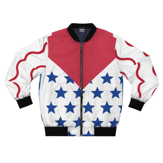 Patriotic Men's Bomber Jacket, Trendy USA Style, Perfect for Independence Day, Casual Outfit, Birthday Gift
