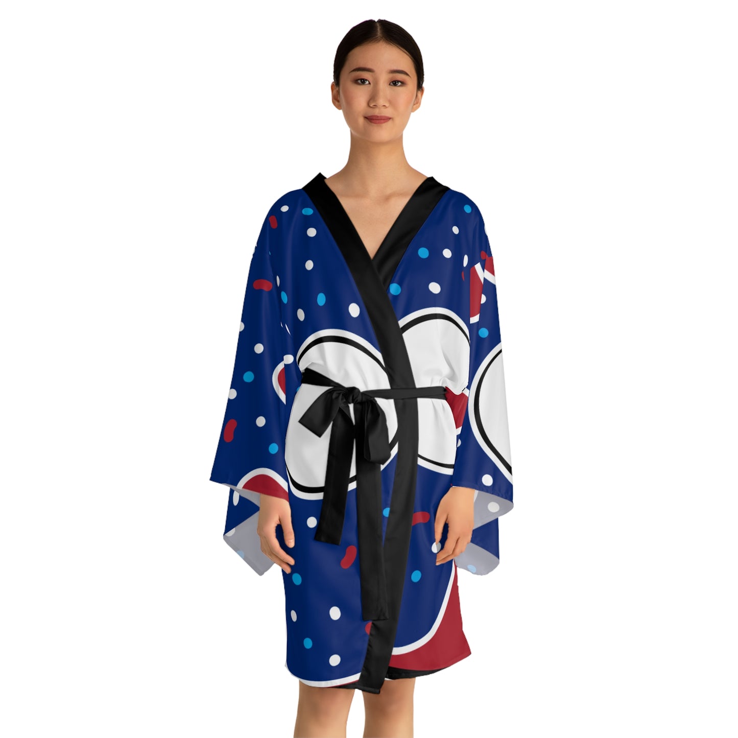 Colorful Long Sleeve Kimono Robe - Fun Patterned Lounge Wear for Relaxing & Celebrations