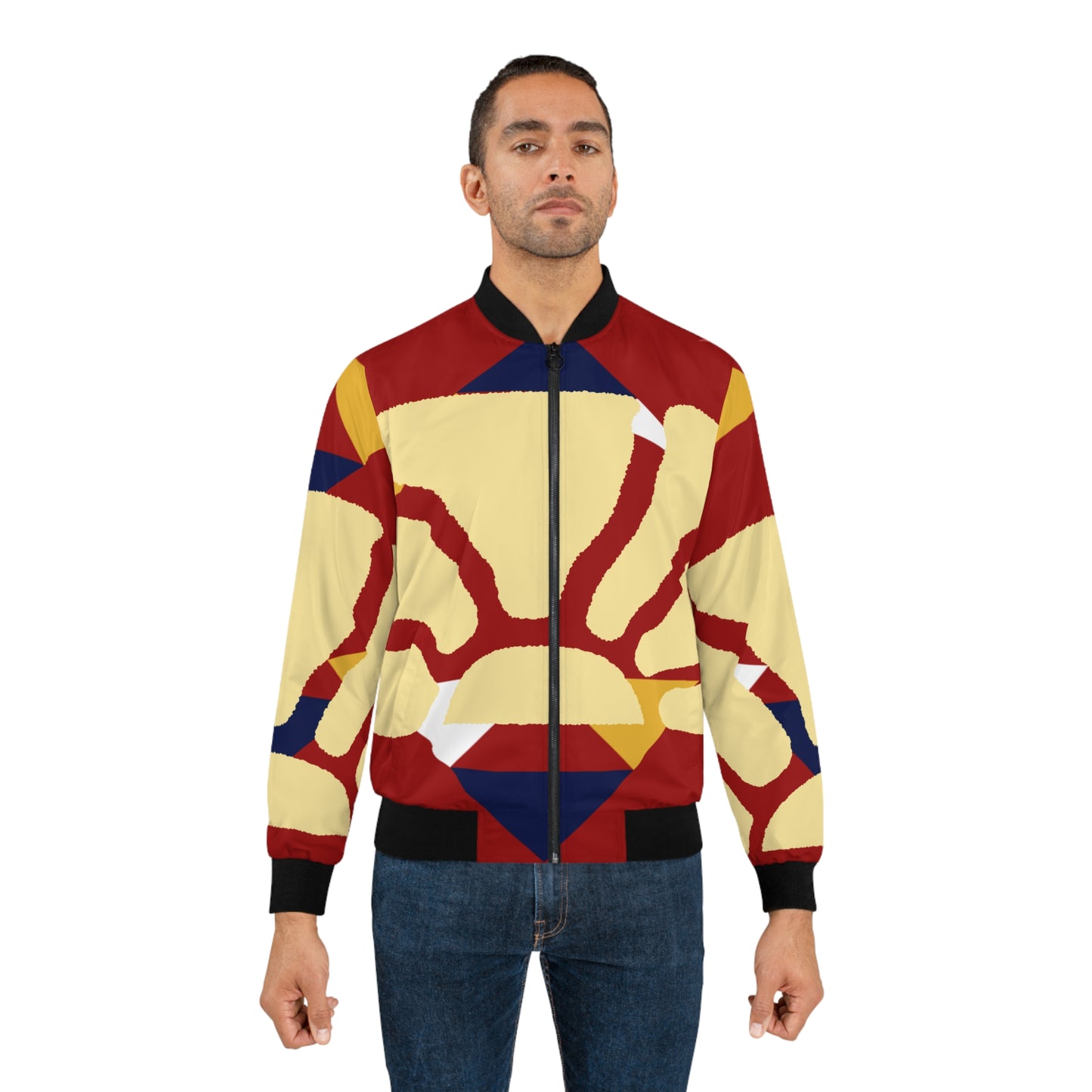 Vibrant Geometric Men's Bomber Jacket - Stylish Outerwear for Trendsetters