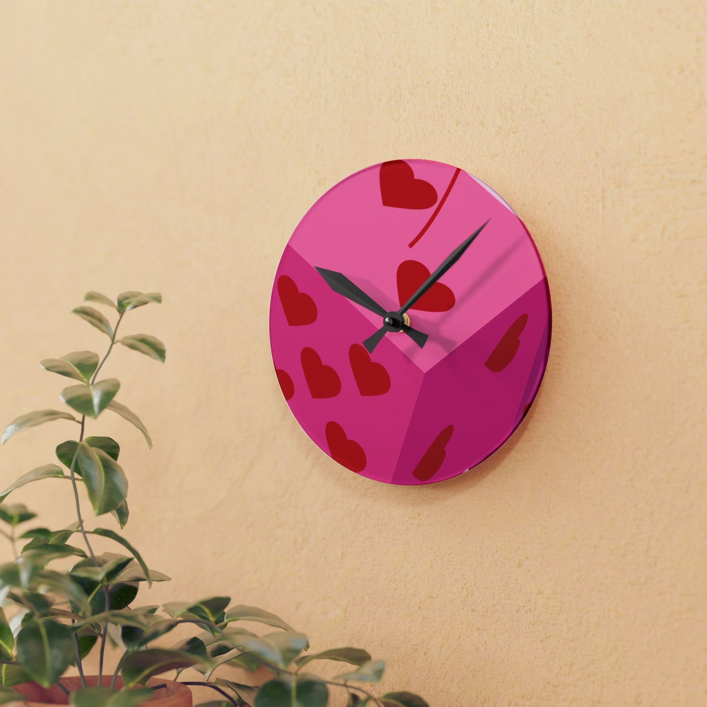 Love Hearts Acrylic Wall Clock - Cute Decor for Valentine's Day and Everyday
