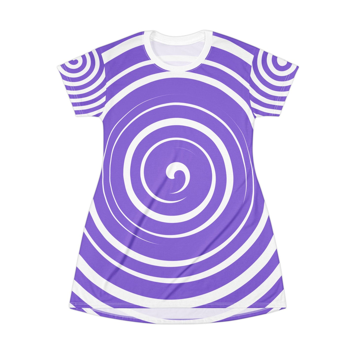 Purple Spiral T-Shirt Dress - Relaxed Vibes for Casual Days, Summer Parties, Festivals, Beachwear, Gift Idea