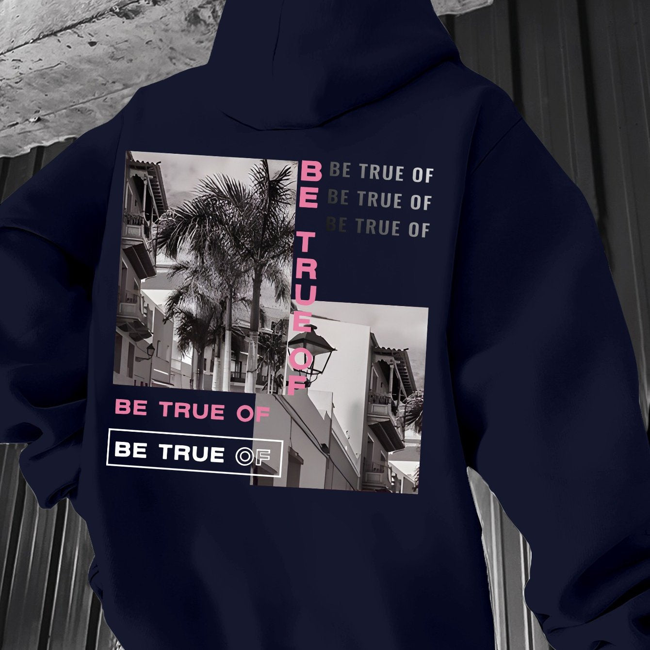 [Trending] Men's Casual Hoodie with Geometric Print - Stretchy Polyester Blend, Machine Washable, Kangaroo Pocket | Perfect for Spring & Fall