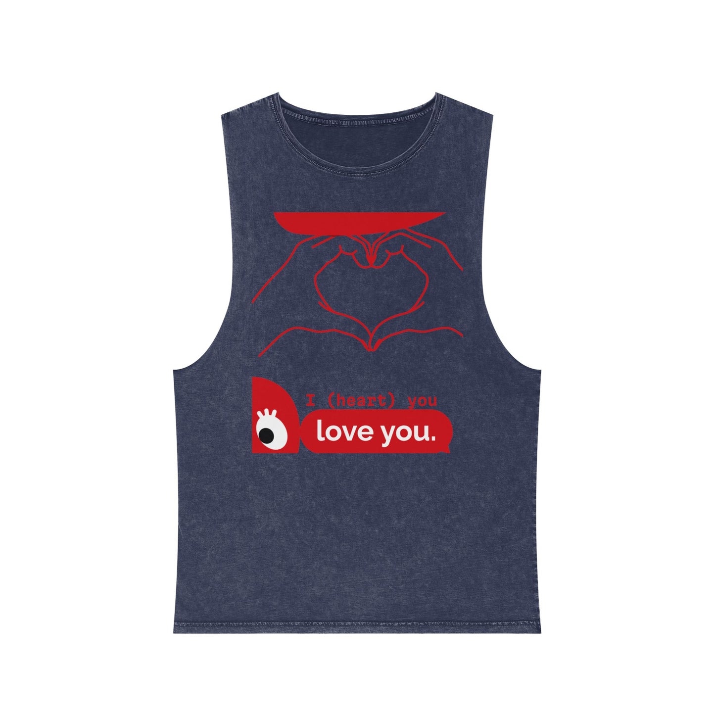 Unisex Stonewash Tank Top - I (heart) You Heart Hands Graphic Tee
