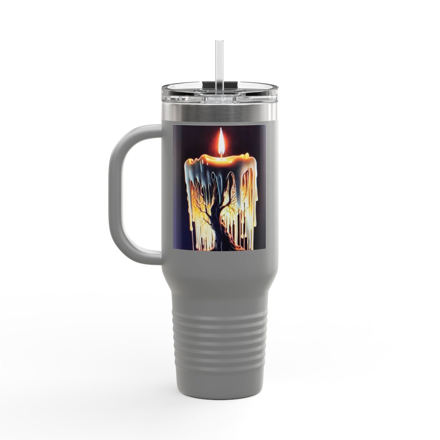 Cozy Candle-Inspired Insulated Travel Mug, 40oz - Perfect for Coffee Lovers, Gifts for Her, Home Office, Outdoor Adventures, and Cozy Days