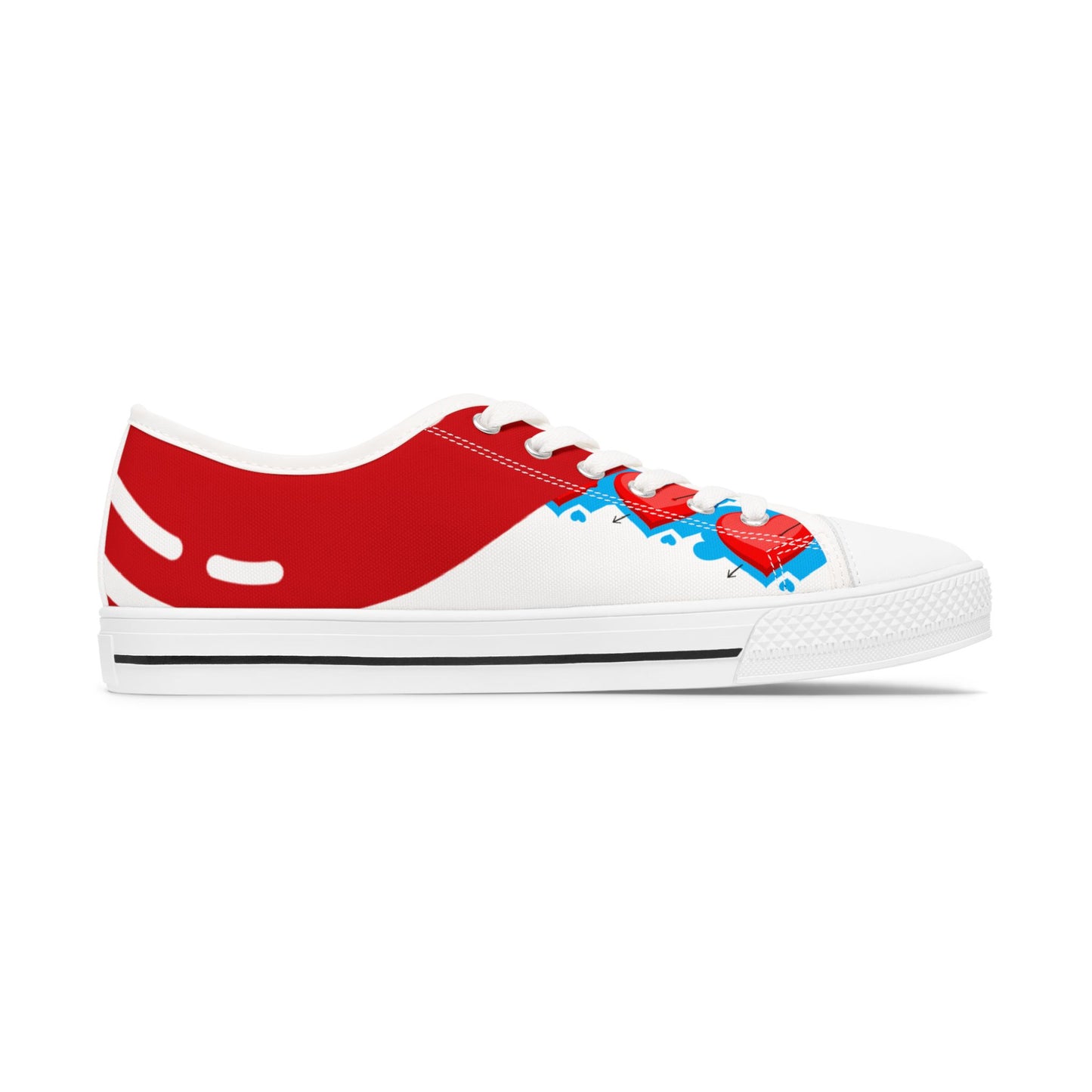 Customizable Women's Low Top Sneakers with Playful Waves Design, Ideal for Casual Wear, Gifts, Summer Steps, Beach Outfits, Unique Fashion