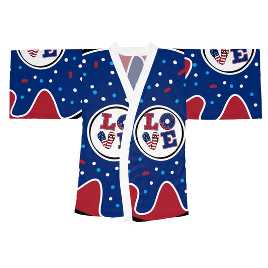 Colorful Long Sleeve Kimono Robe - Fun Patterned Lounge Wear for Relaxing & Celebrations