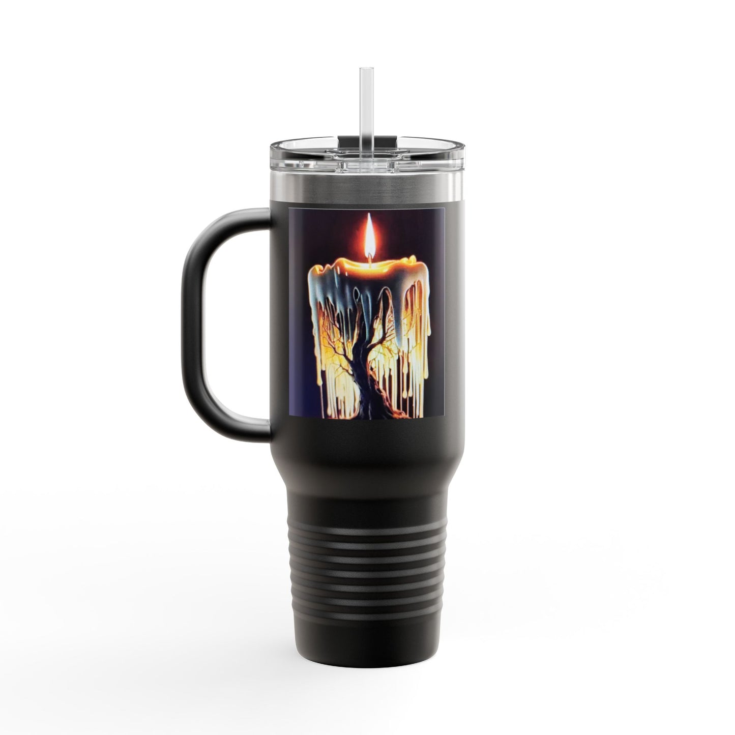 Cozy Candle-Inspired Insulated Travel Mug, 40oz - Perfect for Coffee Lovers, Gifts for Her, Home Office, Outdoor Adventures, and Cozy Days