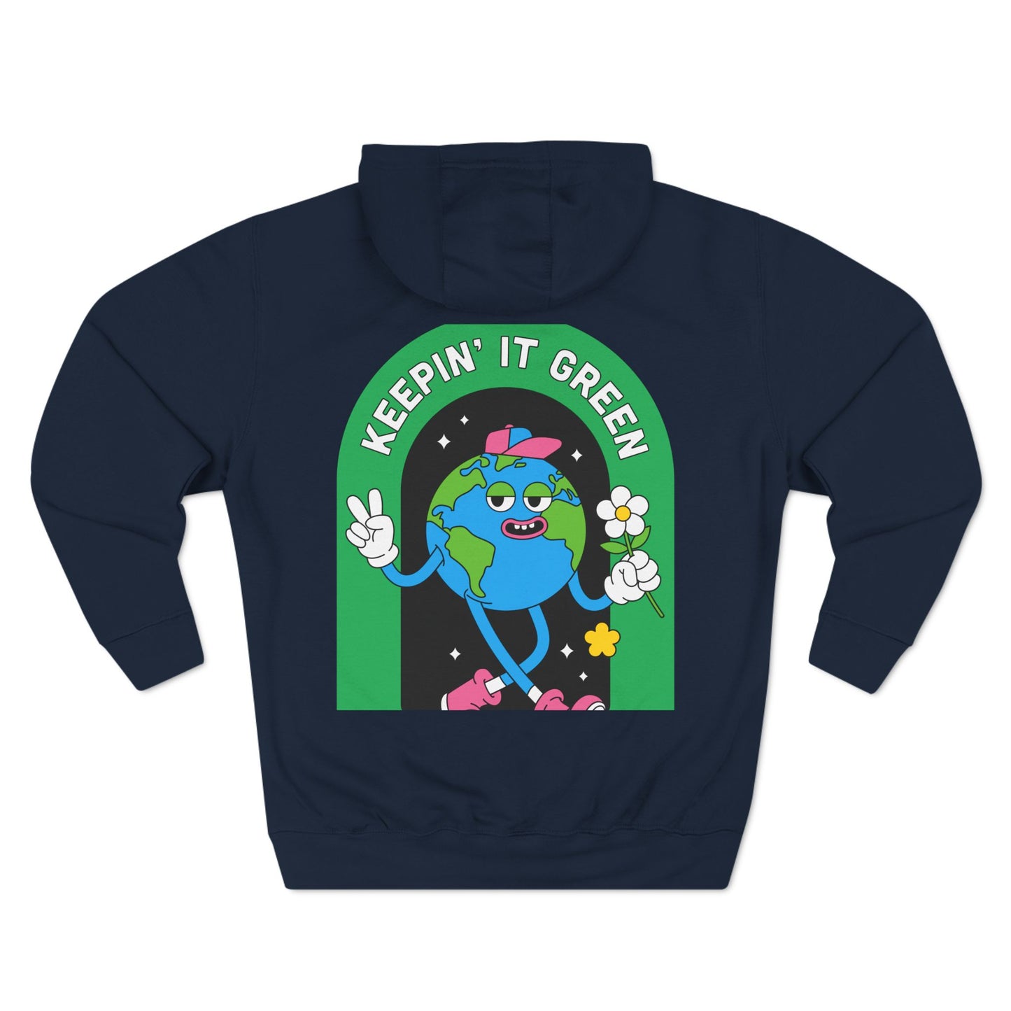 Keep It Green Three-Panel Fleece Hoodie for Eco-Conscious Style