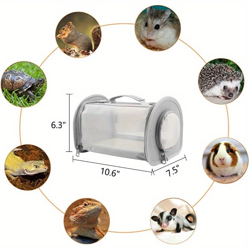 [Trending] Versatile Reptile Carrier Backpack with Leash Set - Durable Nylon, Zip Closure for Small Pets & Bearded Dragons