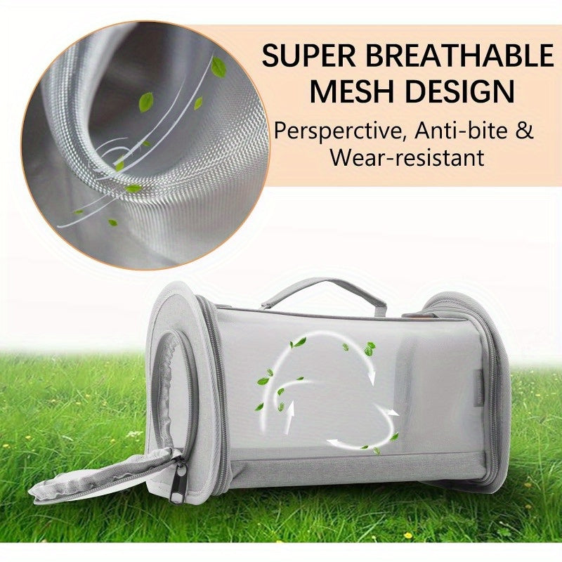 [Trending] Versatile Reptile Carrier Backpack with Leash Set - Durable Nylon, Zip Closure for Small Pets & Bearded Dragons