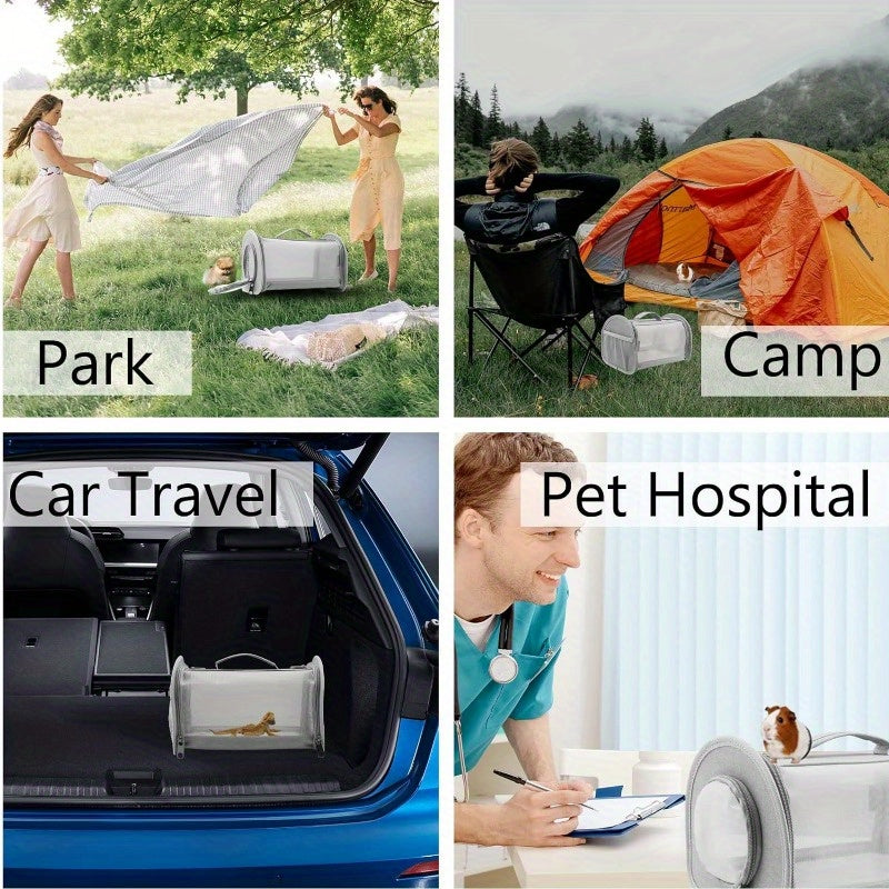 [Trending] Versatile Reptile Carrier Backpack with Leash Set - Durable Nylon, Zip Closure for Small Pets & Bearded Dragons