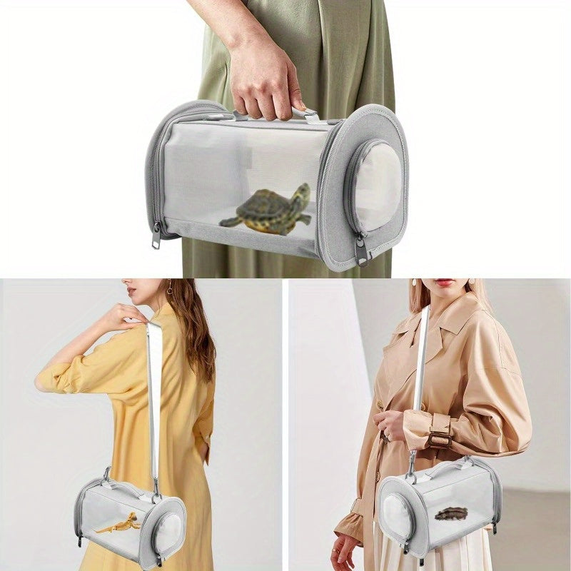 [Trending] Versatile Reptile Carrier Backpack with Leash Set - Durable Nylon, Zip Closure for Small Pets & Bearded Dragons