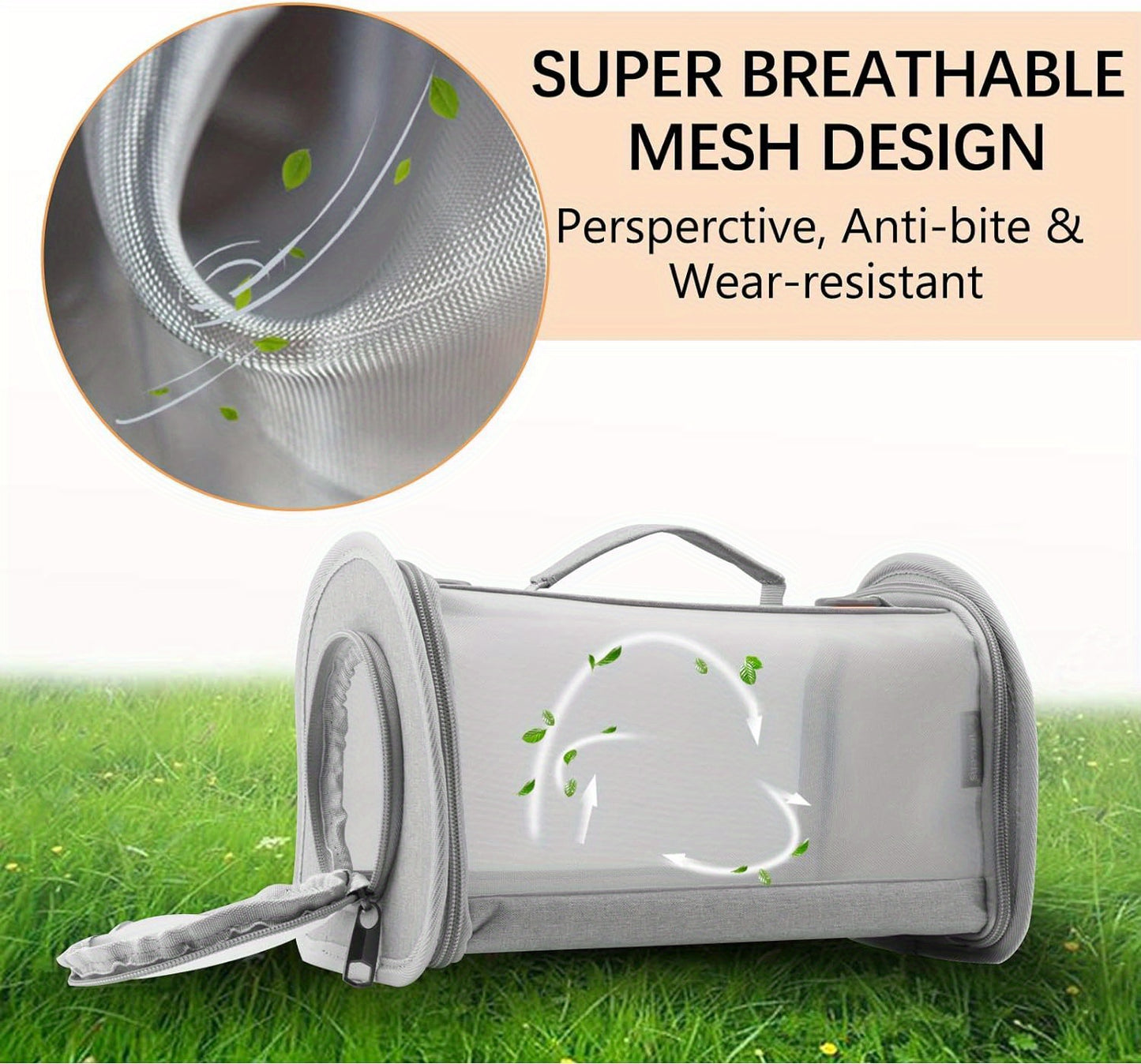 [Trending] Versatile Reptile Carrier Backpack with Leash Set - Durable Nylon, Zip Closure for Small Pets & Bearded Dragons