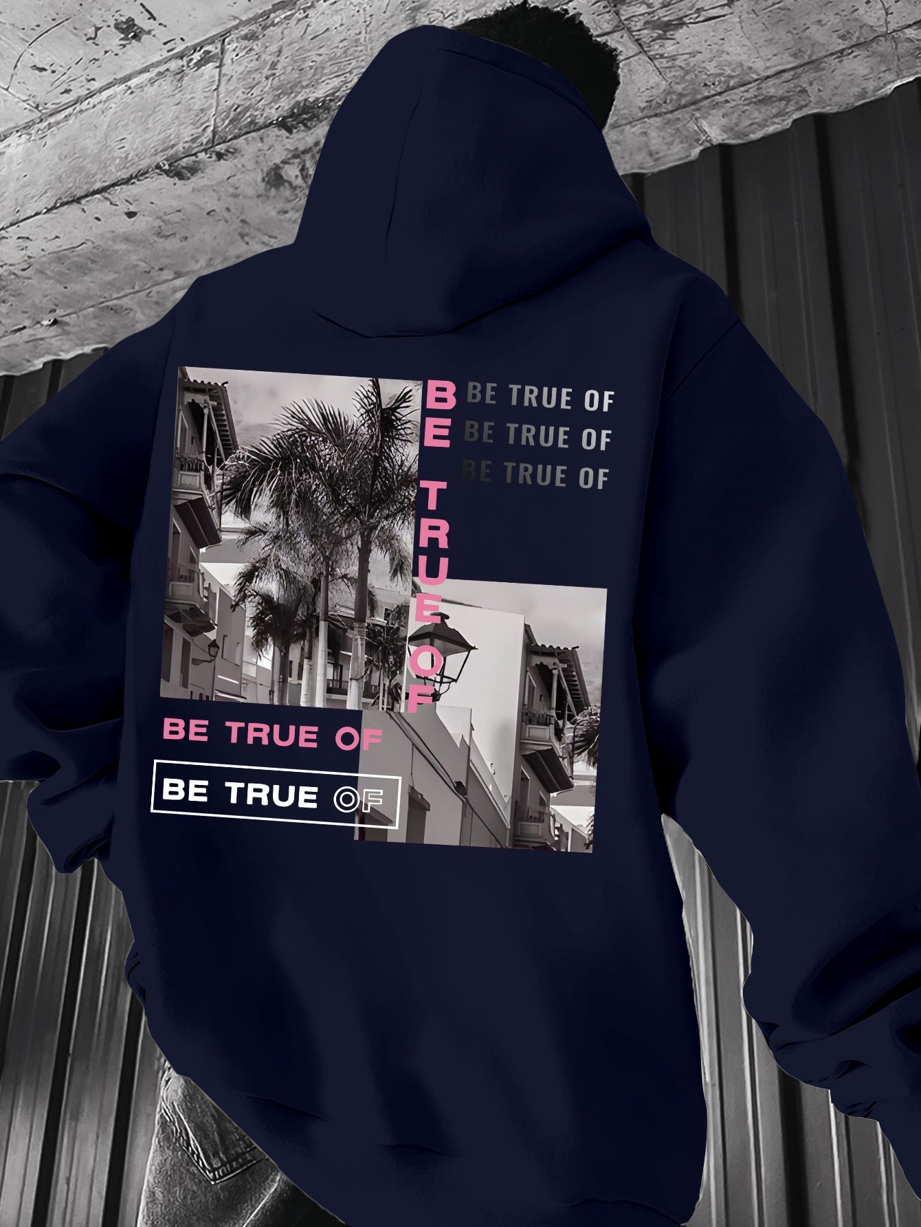 [Trending] Men's Casual Hoodie with Geometric Print - Stretchy Polyester Blend, Machine Washable, Kangaroo Pocket | Perfect for Spring & Fall