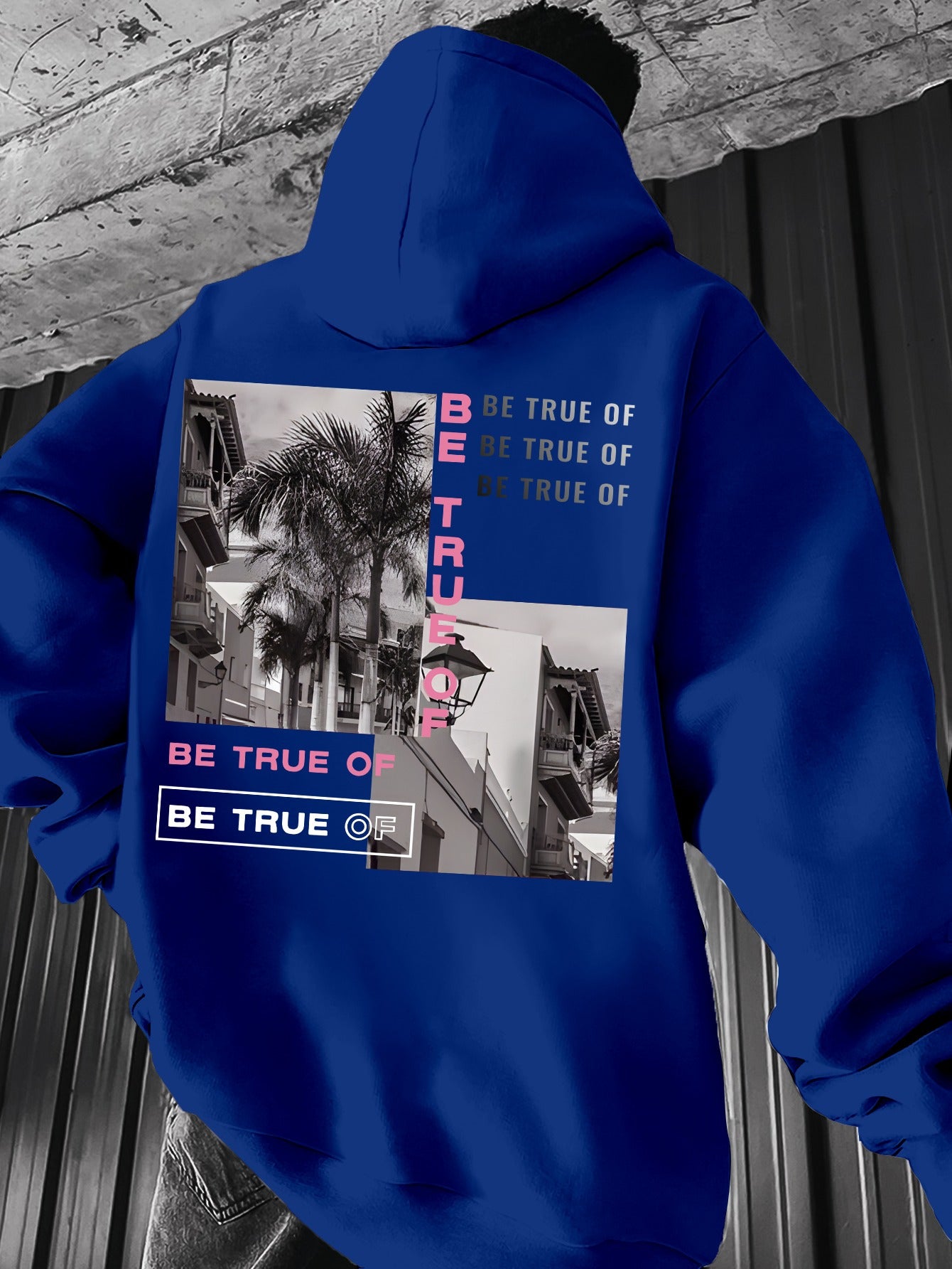 [Trending] Men's Casual Hoodie with Geometric Print - Stretchy Polyester Blend, Machine Washable, Kangaroo Pocket | Perfect for Spring & Fall