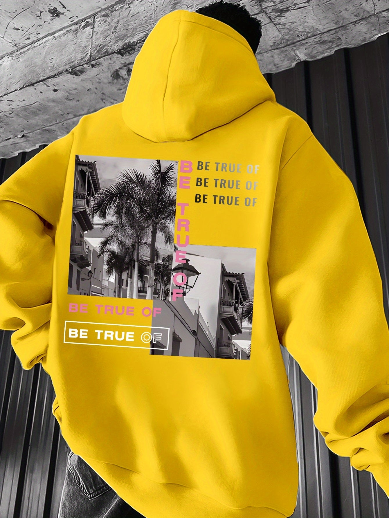 [Trending] Men's Casual Hoodie with Geometric Print - Stretchy Polyester Blend, Machine Washable, Kangaroo Pocket | Perfect for Spring & Fall