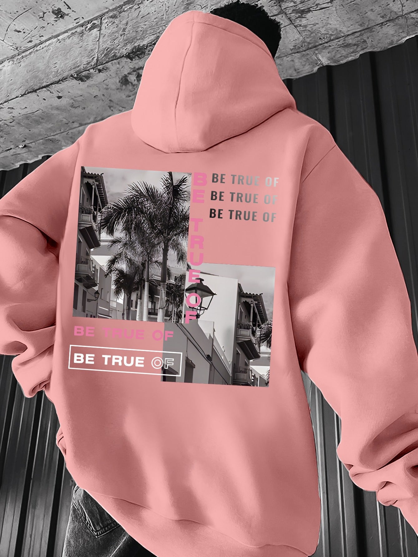 [Trending] Men's Casual Hoodie with Geometric Print - Stretchy Polyester Blend, Machine Washable, Kangaroo Pocket | Perfect for Spring & Fall