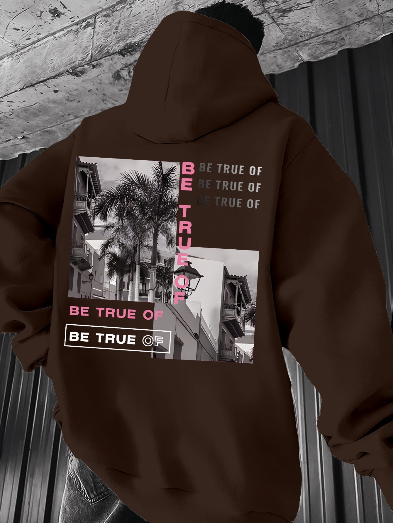 [Trending] Men's Casual Hoodie with Geometric Print - Stretchy Polyester Blend, Machine Washable, Kangaroo Pocket | Perfect for Spring & Fall