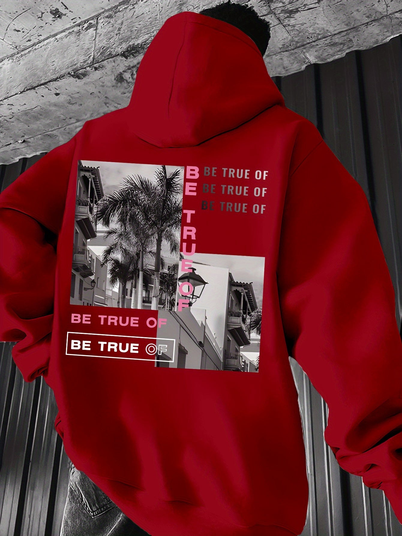 [Trending] Men's Casual Hoodie with Geometric Print - Stretchy Polyester Blend, Machine Washable, Kangaroo Pocket | Perfect for Spring & Fall