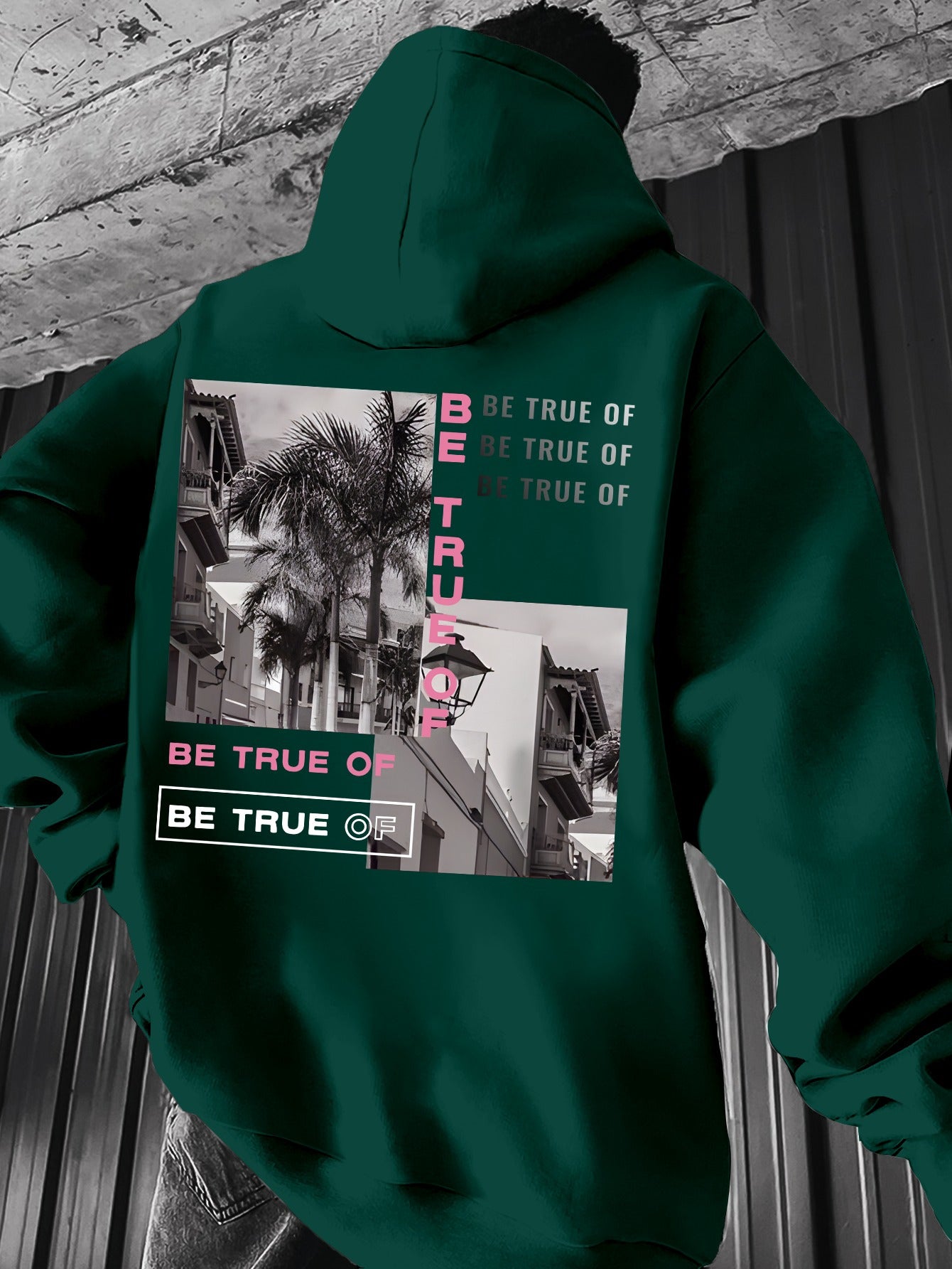 [Trending] Men's Casual Hoodie with Geometric Print - Stretchy Polyester Blend, Machine Washable, Kangaroo Pocket | Perfect for Spring & Fall