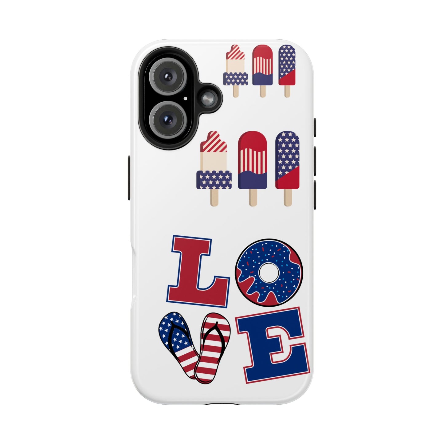 Patriotic Phone Case - Love Design, Fourth of July Gift, Cute Summer Accessory, Red White Blue Case, Fun Summer Phone Cover
