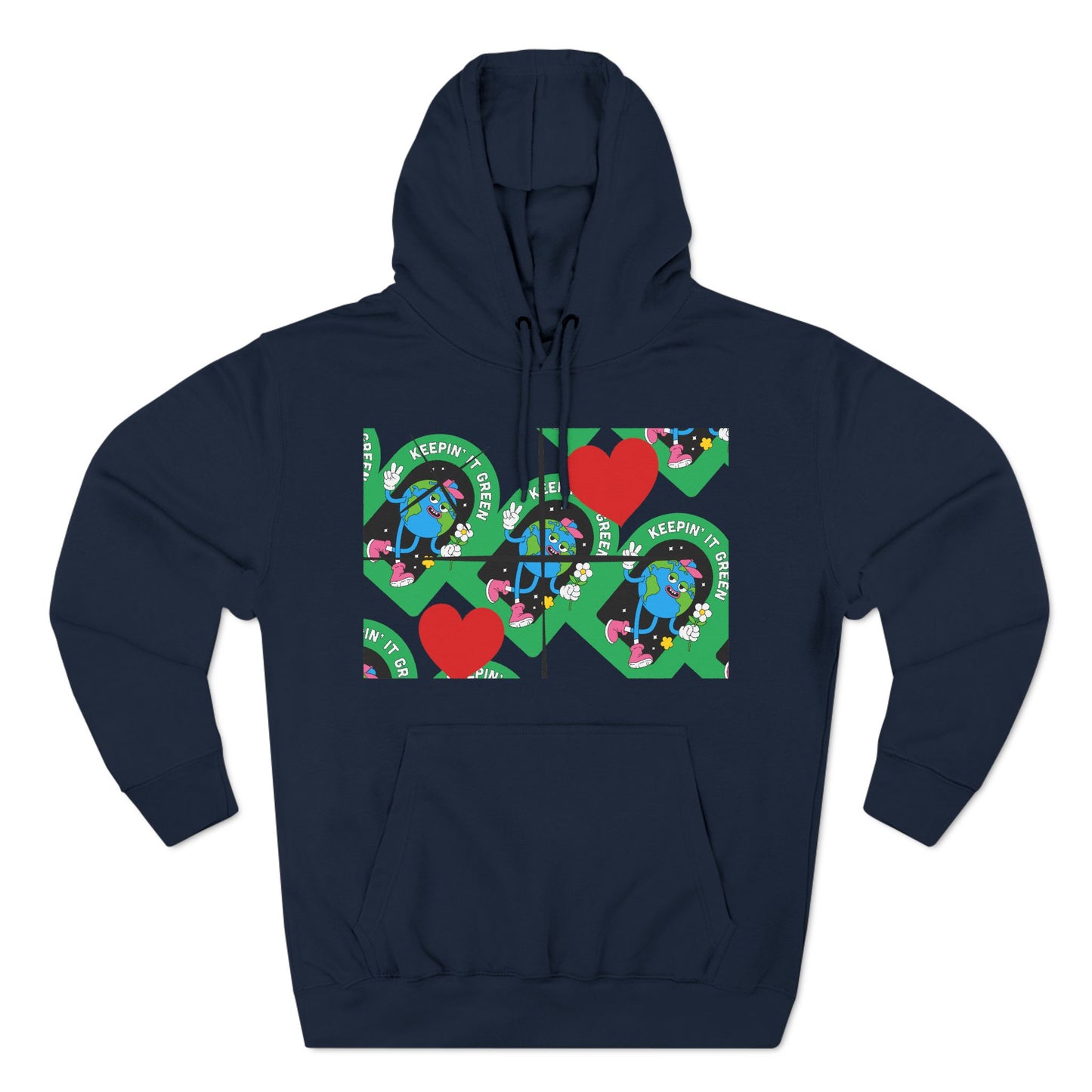 Keep It Green Three-Panel Fleece Hoodie for Eco-Conscious Style