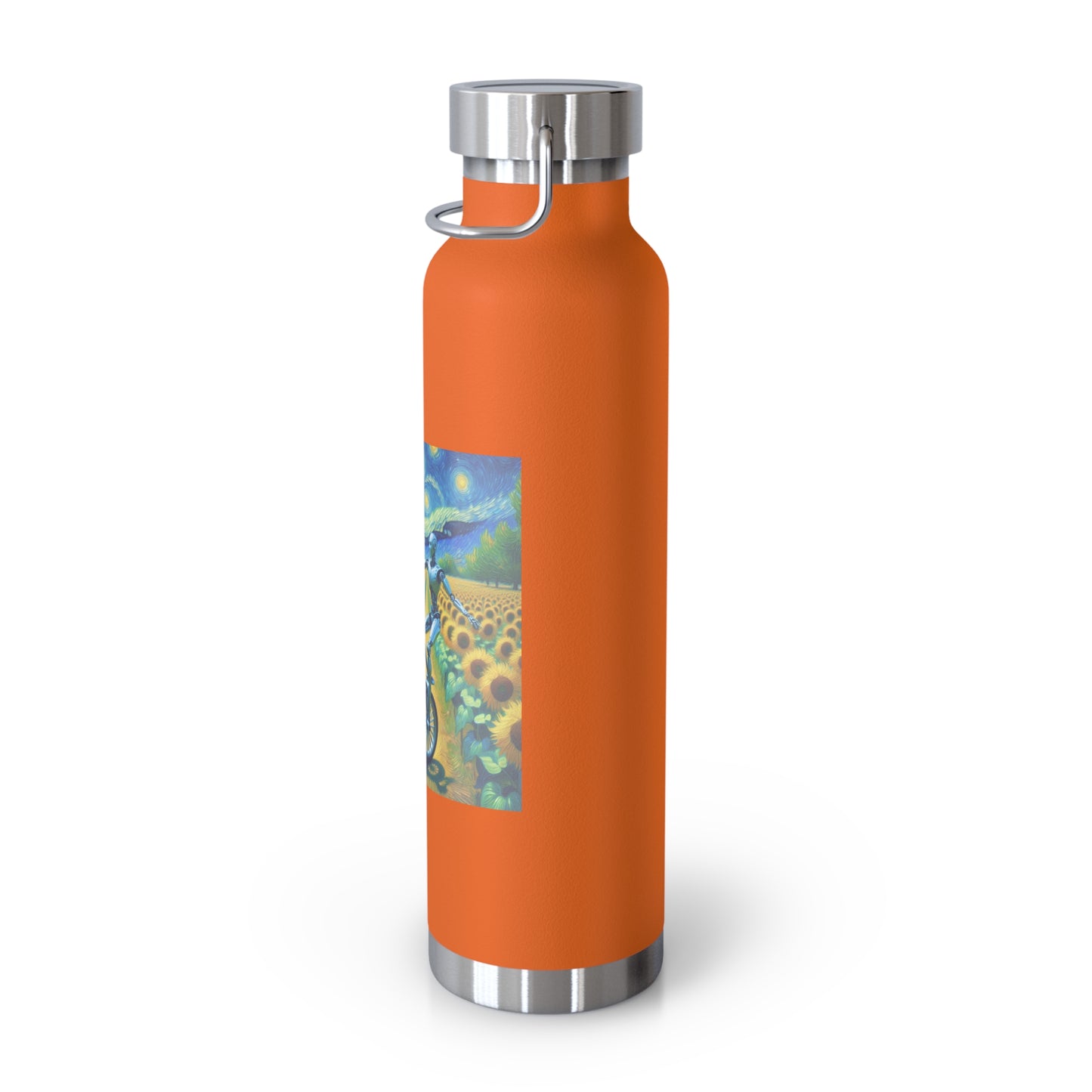 Artistic Copper Vacuum Insulated Bottle - 22oz Sunflower Design, Eco-Friendly Water Bottle, Travel Mug, Gift for Nature Lovers, Camping