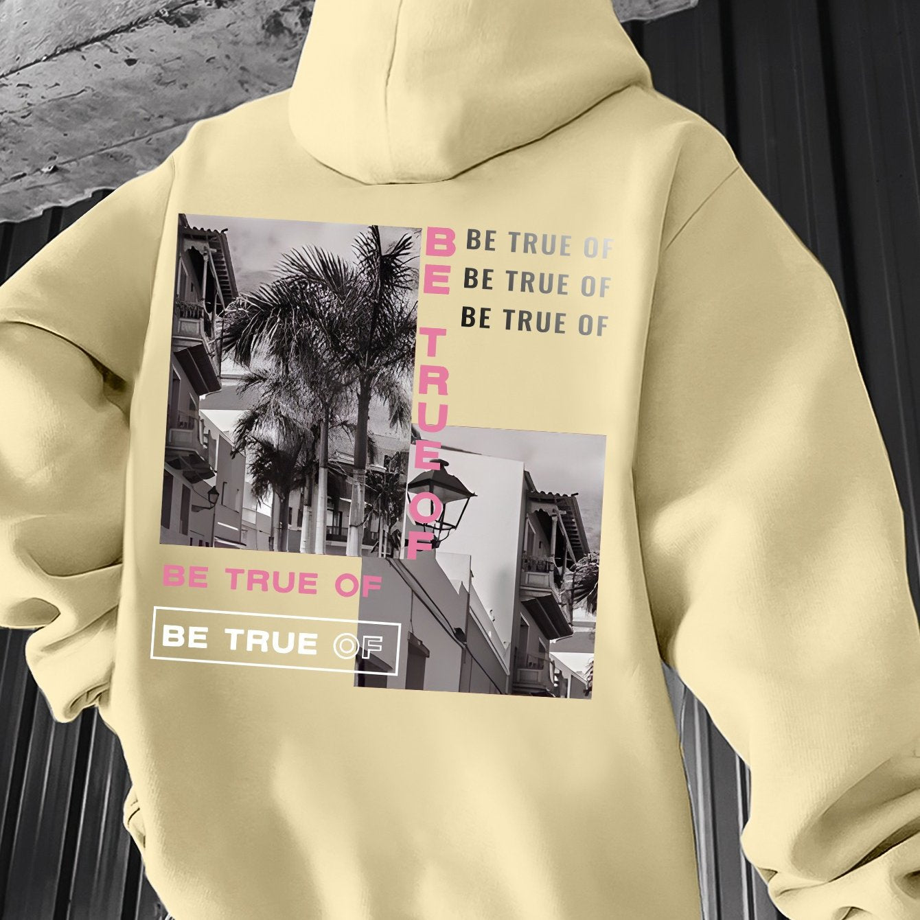 [Trending] Men's Casual Hoodie with Geometric Print - Stretchy Polyester Blend, Machine Washable, Kangaroo Pocket | Perfect for Spring & Fall