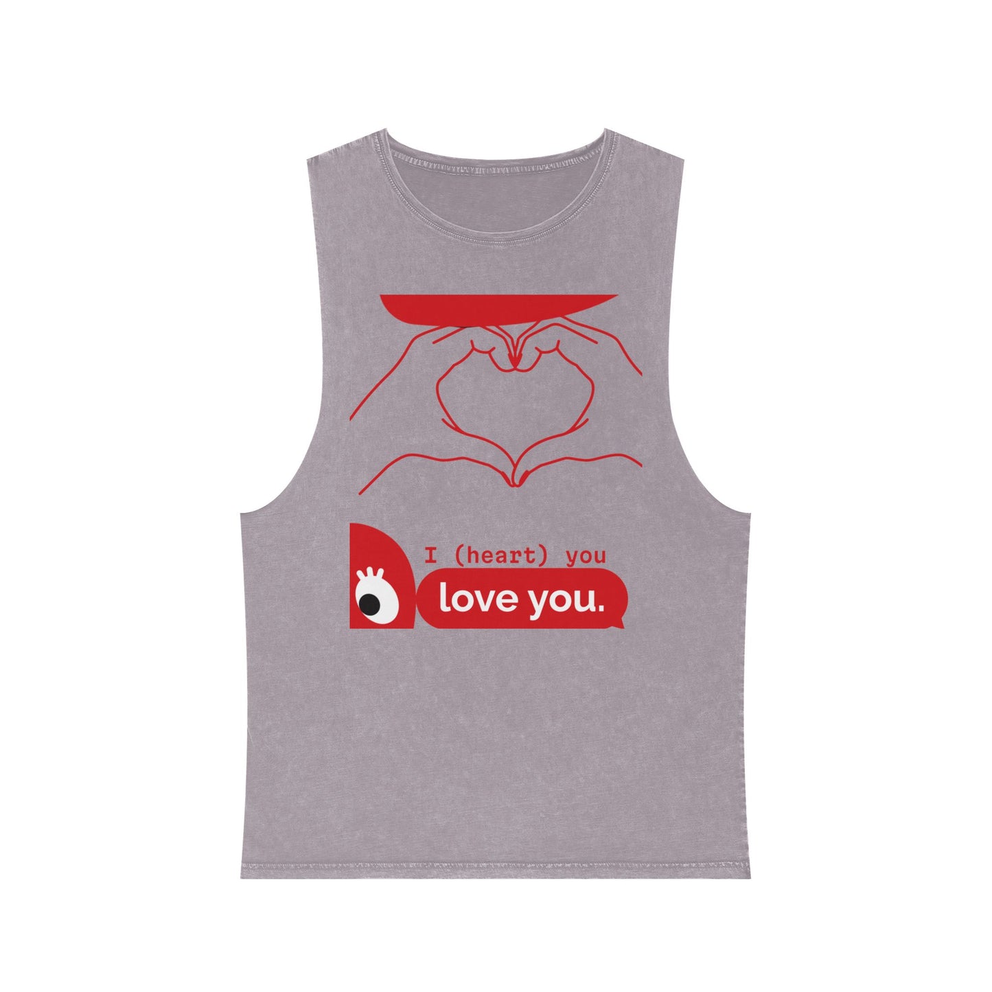Unisex Stonewash Tank Top - I (heart) You Heart Hands Graphic Tee