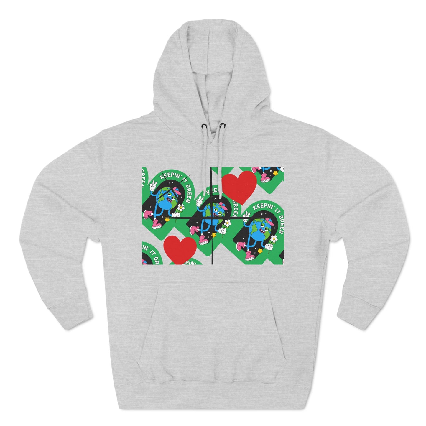 Keep It Green Three-Panel Fleece Hoodie for Eco-Conscious Style