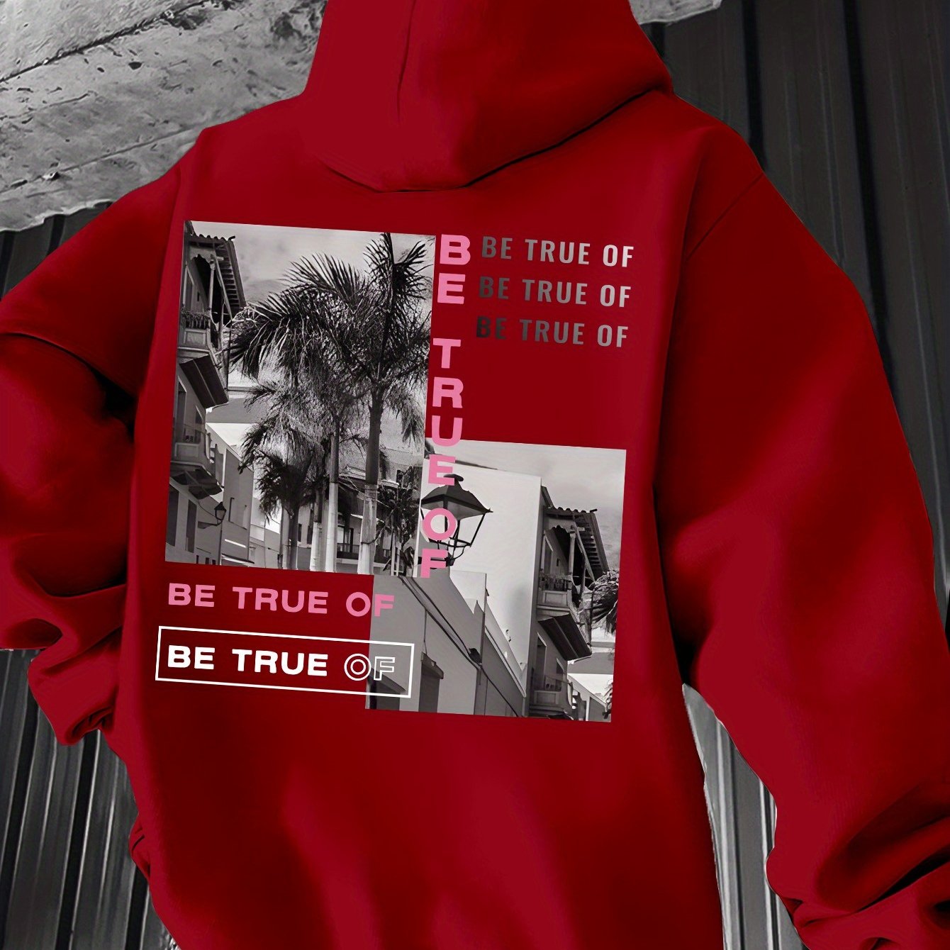 [Trending] Men's Casual Hoodie with Geometric Print - Stretchy Polyester Blend, Machine Washable, Kangaroo Pocket | Perfect for Spring & Fall