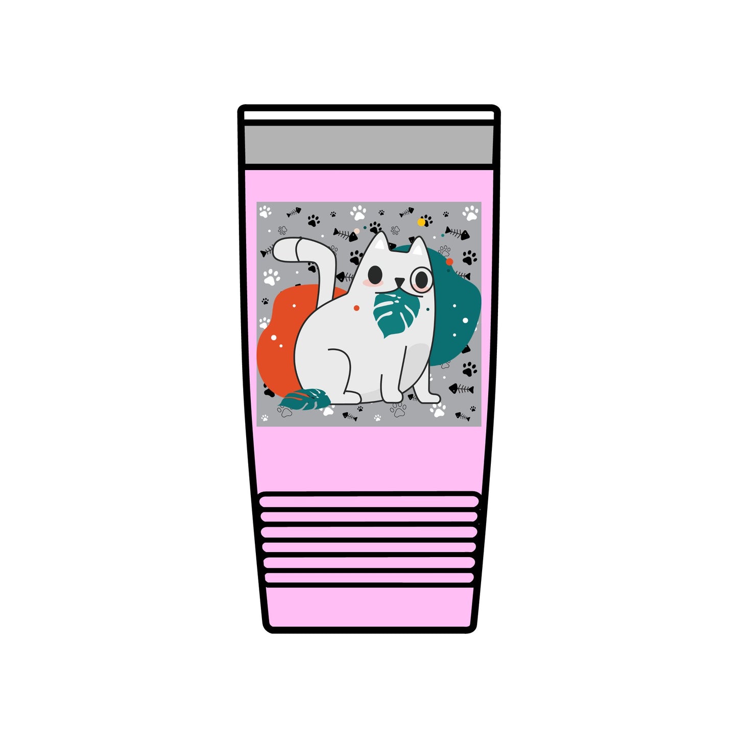 Cute Cat Insulated Tumbler, 20oz Travel Mug, Pet Lover Gift, Coffee Cup, Birthday Present, Cute Cat Design