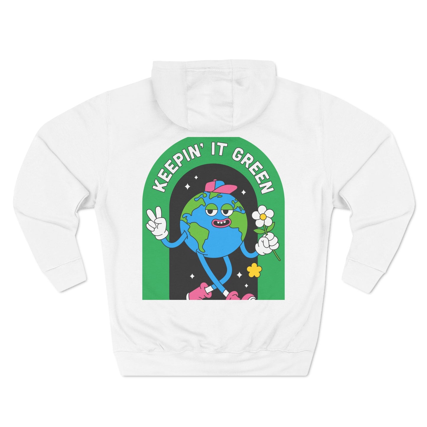 Keep It Green Three-Panel Fleece Hoodie for Eco-Conscious Style