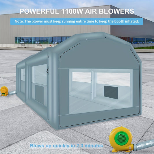 [Inflatable Paint Booth] Portable Inflatable Paint Booth 20 X 13.5 X 9.7ft/13.5 X 8.5 X 8.5ft - Inflatable Paint Booth Tent W/1100W Blower & 750W Blower For DIY Spray Car Parts Painting Motorcycle Garage