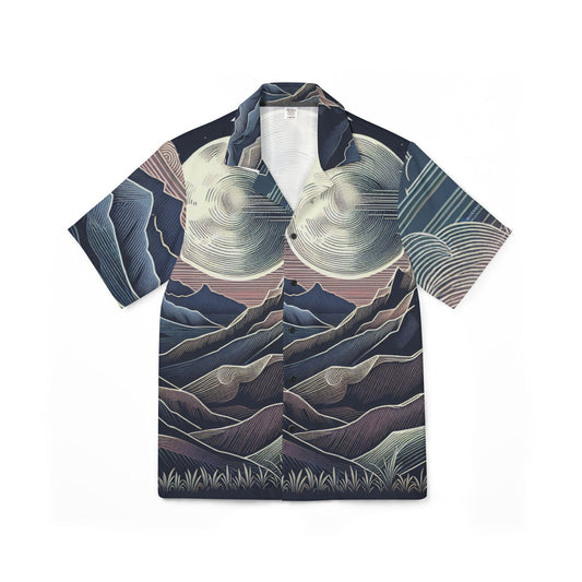 Cosmic Landscape Men's Hawaiian Camp Shirt - Stylish Summer Vacation Wear