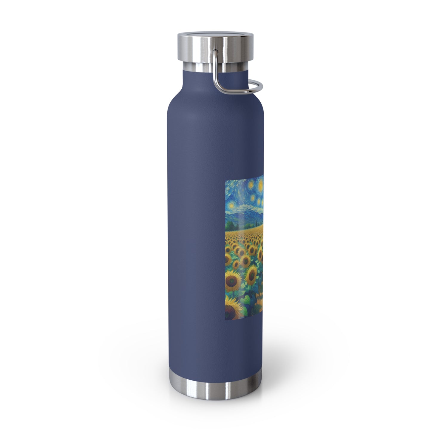 Artistic Copper Vacuum Insulated Bottle - 22oz Sunflower Design, Eco-Friendly Water Bottle, Travel Mug, Gift for Nature Lovers, Camping