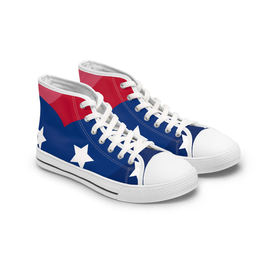 Patriotic High Top Sneakers for Women, Stylish Casual Footwear, Perfect for 4th of July, Festivals, and Everyday Wear, Unique Star-Patterned