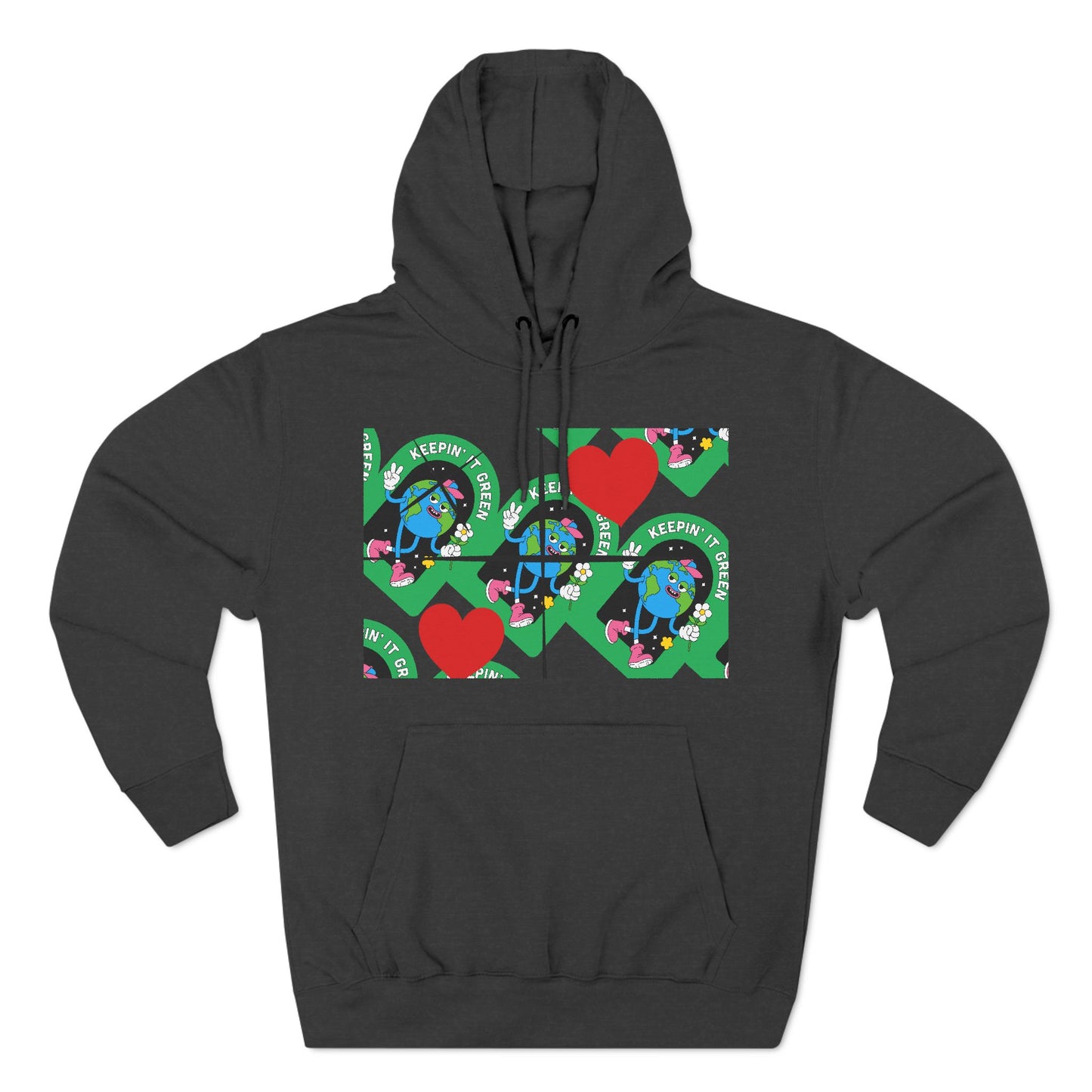 Keep It Green Three-Panel Fleece Hoodie for Eco-Conscious Style