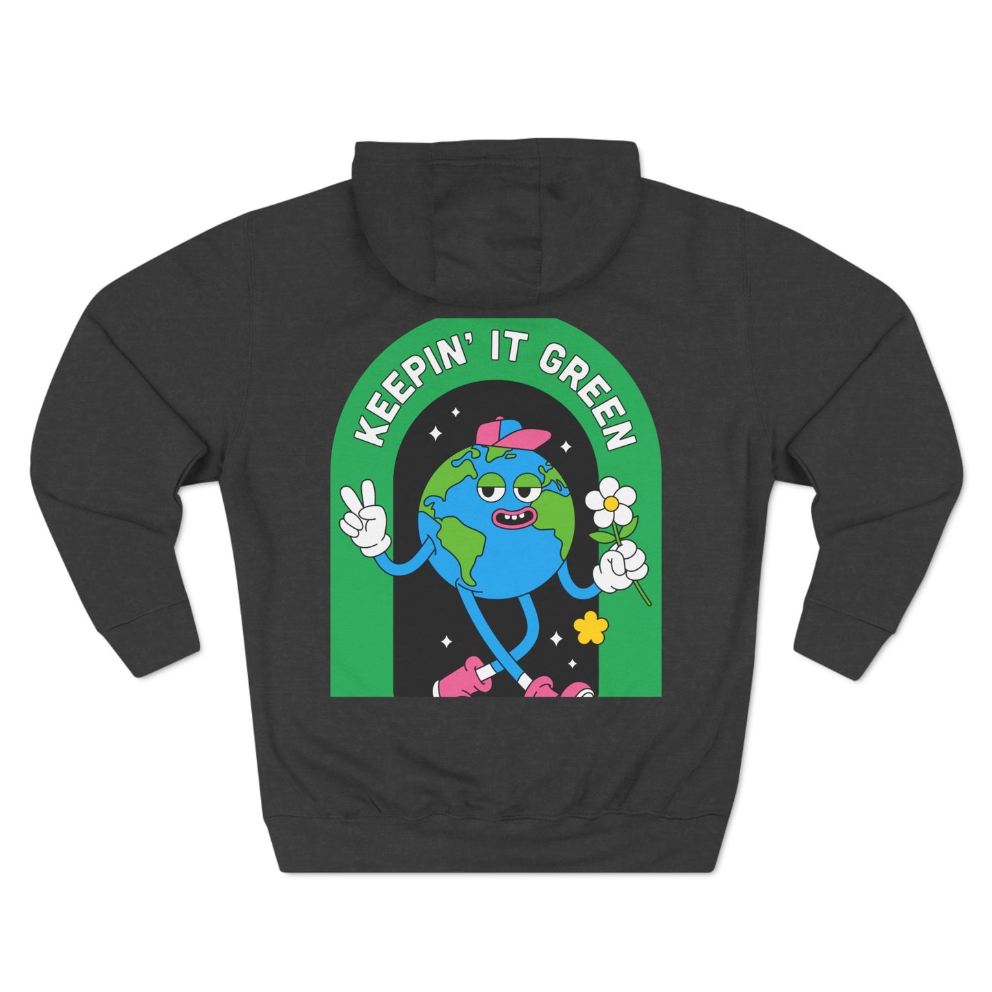 Keep It Green Three-Panel Fleece Hoodie for Eco-Conscious Style