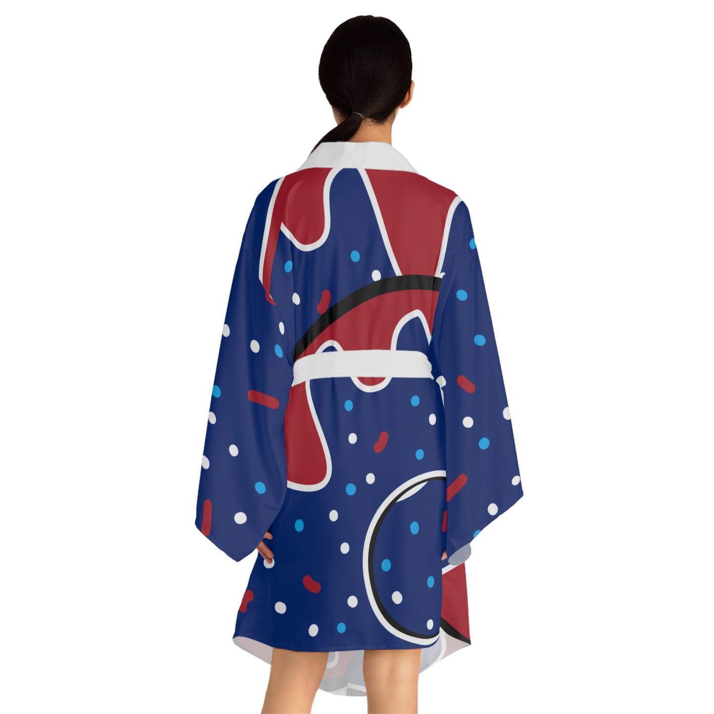 Colorful Long Sleeve Kimono Robe - Fun Patterned Lounge Wear for Relaxing & Celebrations