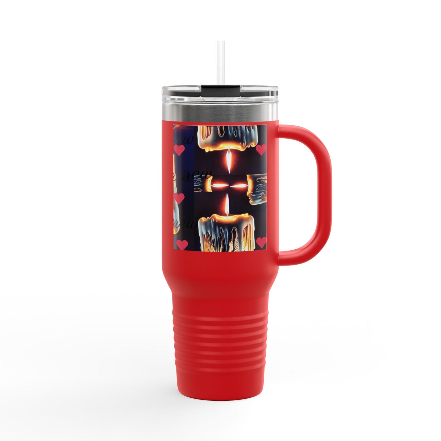 Cozy Candle-Inspired Insulated Travel Mug, 40oz - Perfect for Coffee Lovers, Gifts for Her, Home Office, Outdoor Adventures, and Cozy Days