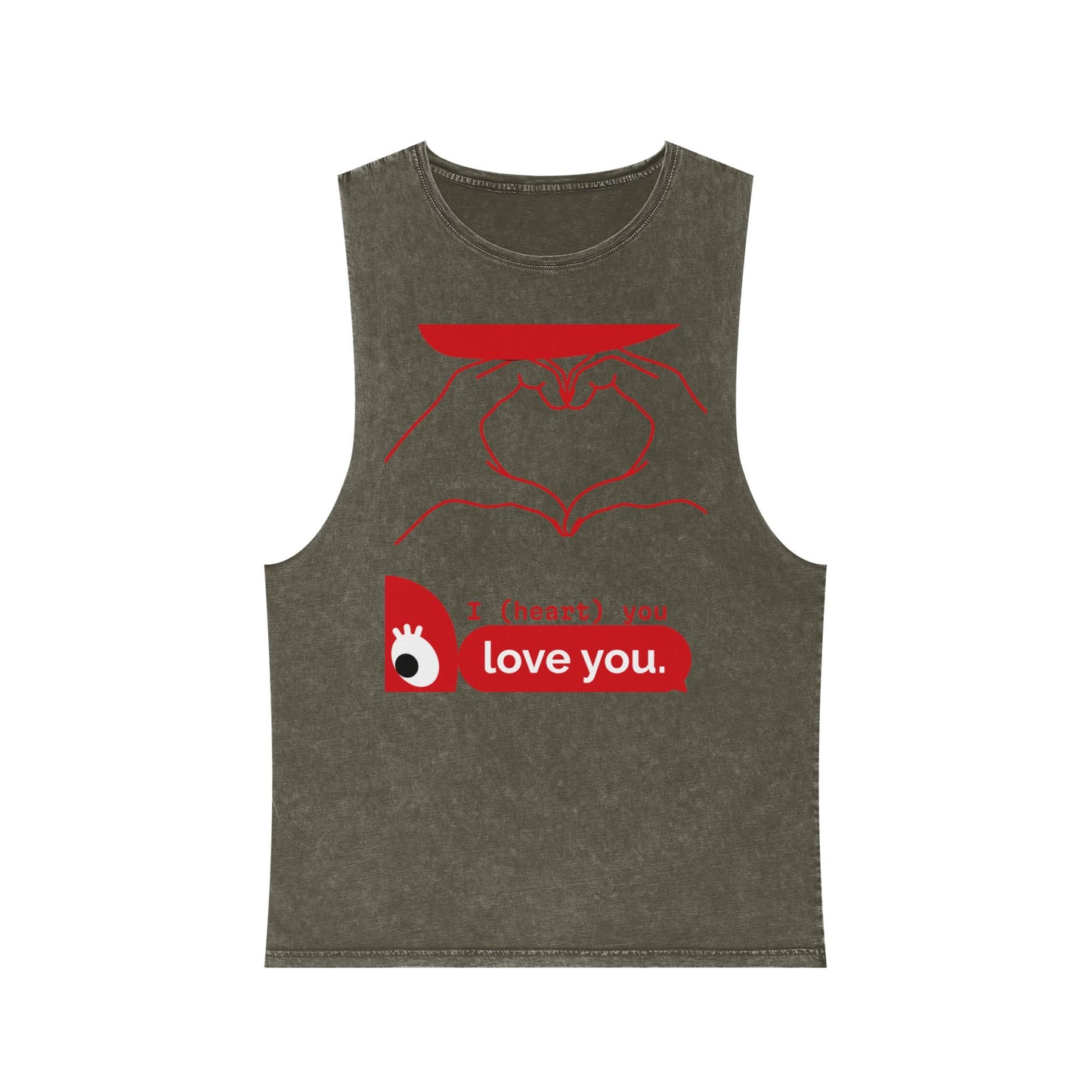 Unisex Stonewash Tank Top - I (heart) You Heart Hands Graphic Tee