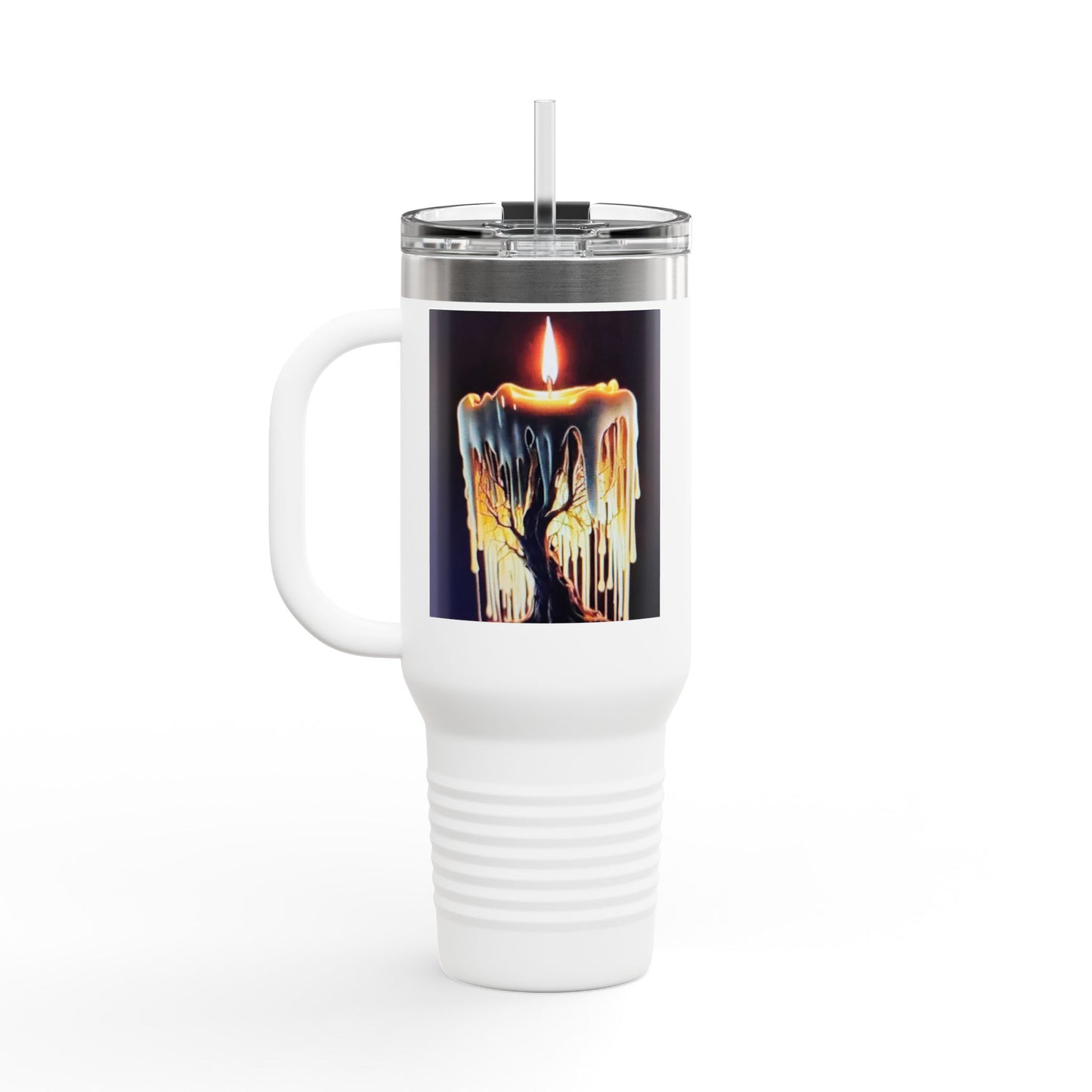 Cozy Candle-Inspired Insulated Travel Mug, 40oz - Perfect for Coffee Lovers, Gifts for Her, Home Office, Outdoor Adventures, and Cozy Days