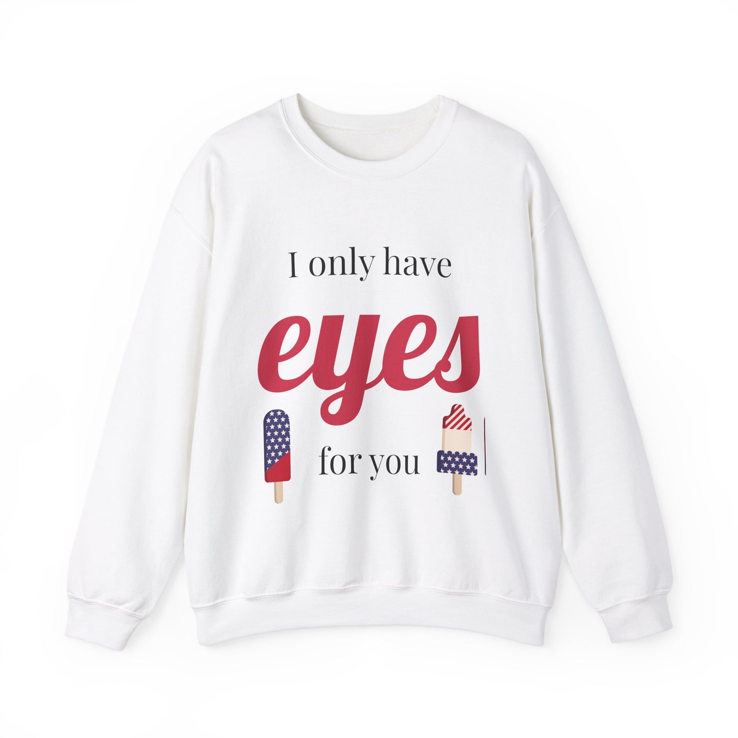 Romantic Eyes Crewneck Sweatshirt, Cute Gift for Her, Valentine's Day Apparel, Love Sweatshirt, Cozy Gift for Couples