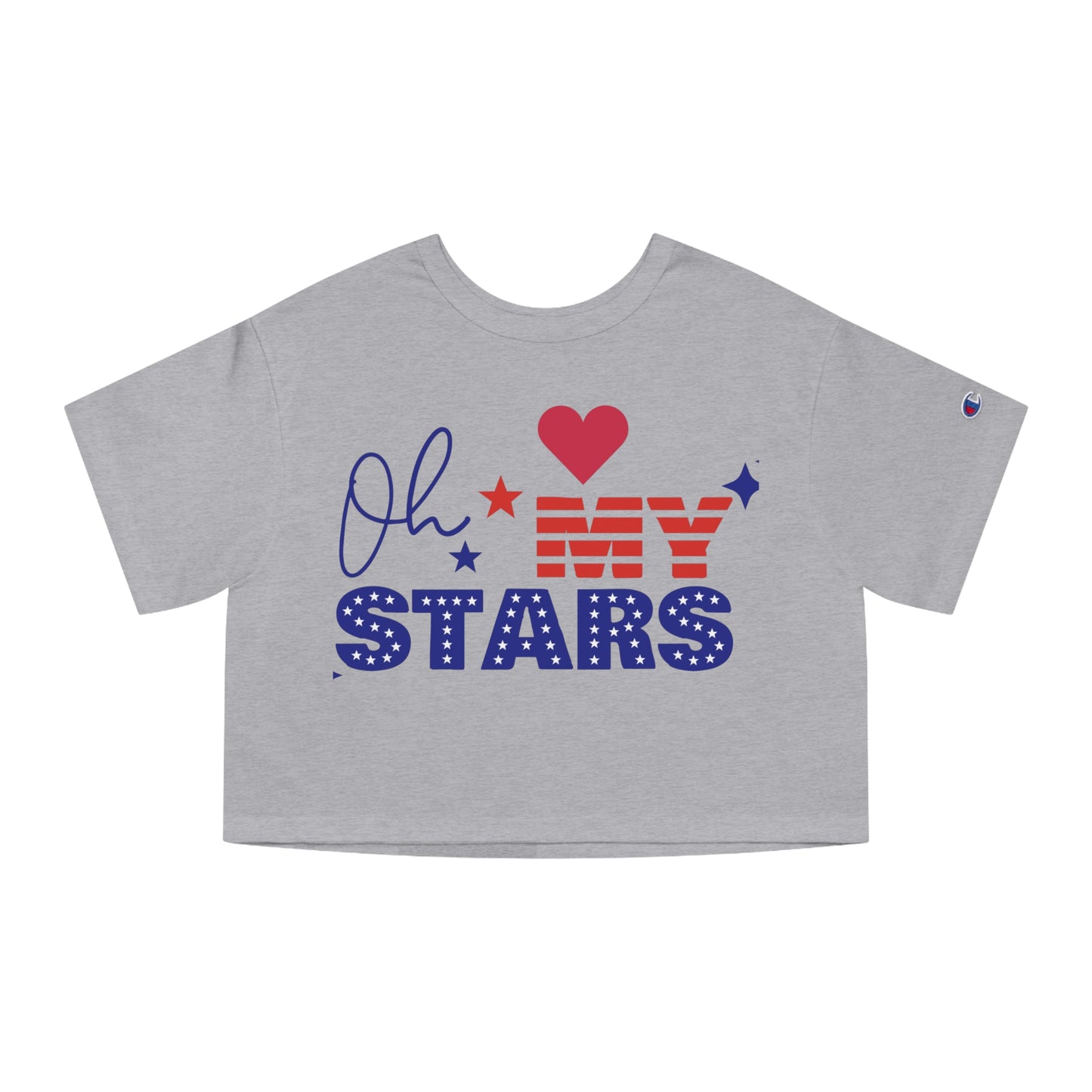 Patriotic Cropped T-Shirt | Oh My Stars | Cute Summer Tee for Women, Holiday Shirt, Casual Wear, July 4th Celebration