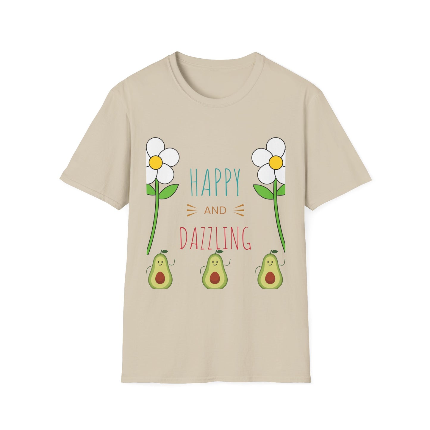 Happy Avocado Graphic Tee, Unisex Softstyle T-Shirt, Cute Gift for Friends, Summer Fashion, Funny Quote Shirt
