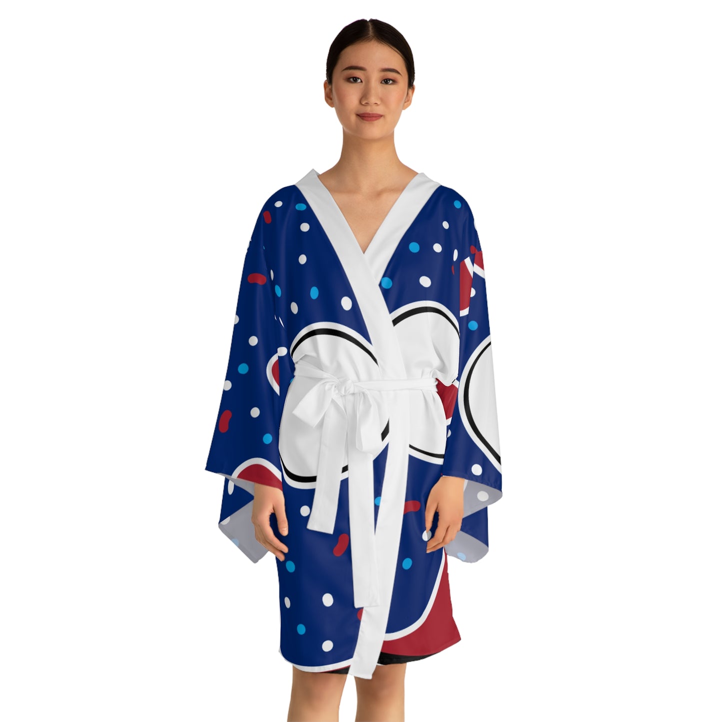 Colorful Long Sleeve Kimono Robe - Fun Patterned Lounge Wear for Relaxing & Celebrations