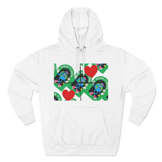 Keep It Green Three-Panel Fleece Hoodie for Eco-Conscious Style