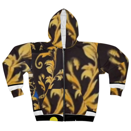 Bohemian Floral Unisex Zip Hoodie, Cozy Winter Gift, Trendy Layering Piece, Stylish Sweatshirt for Men and Women, Unique Hoodie for
